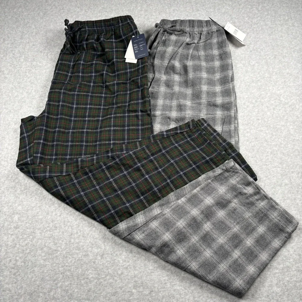 Nautica Pajama Pants Mens XLT Plaid Sleepwear Super Soft Lot of 2